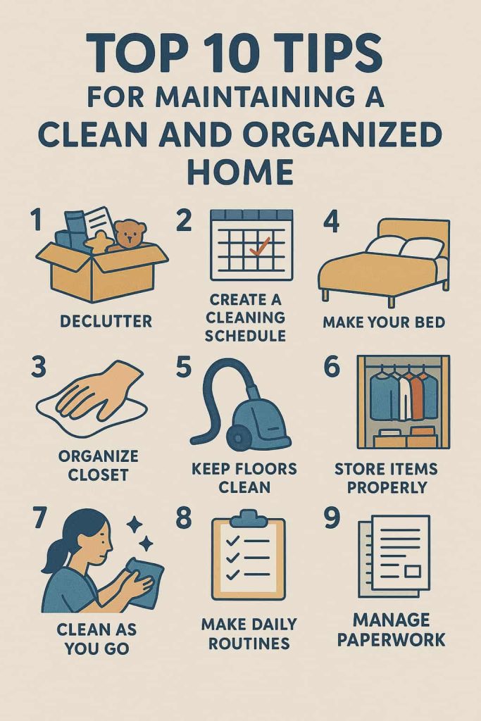 Top 10 tips for maintaining and organized home